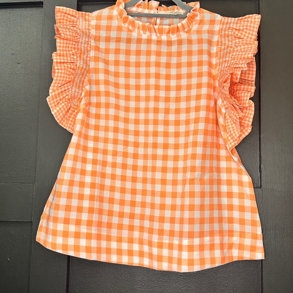 Orange Gingham Top